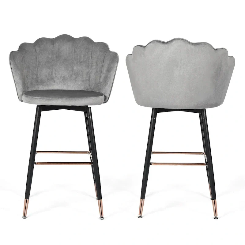 Adeco 42 Height Set of 2 Velvet Bar Stools