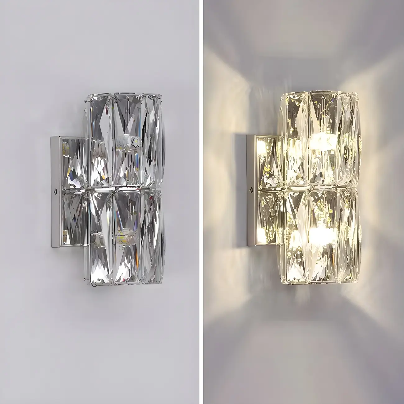 Modern 4-Light Chrome Crystal Cylinder Wall Sconce Light Fixture