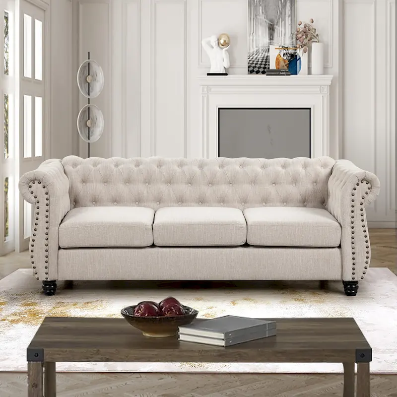 Morden Fort Chesterfield Tufted Velvet Sofa