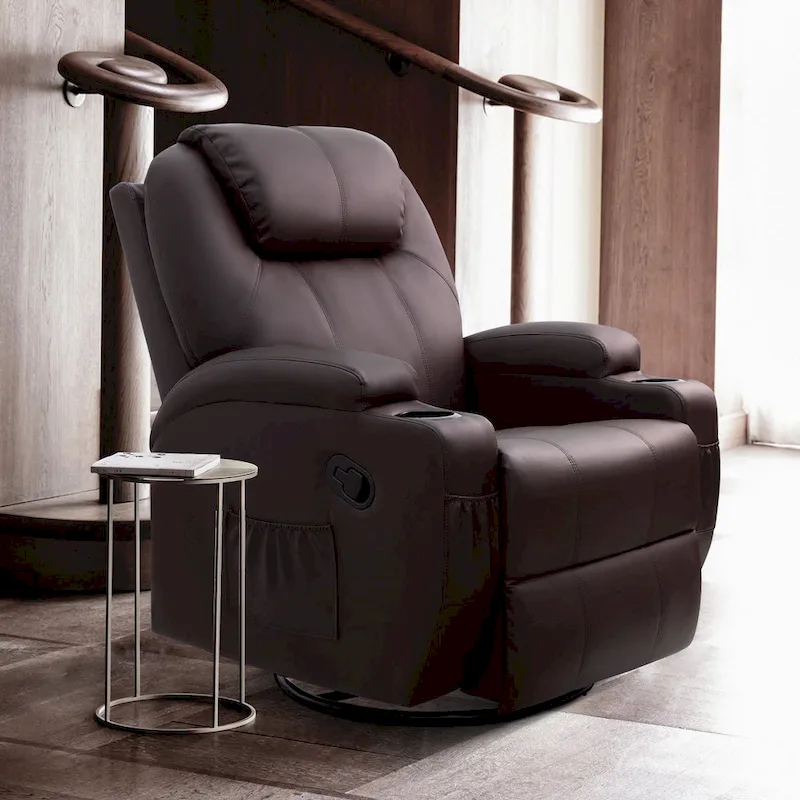 Homall Massage Recliner Chair Swivel Heating Faux Leather Living Room Chair