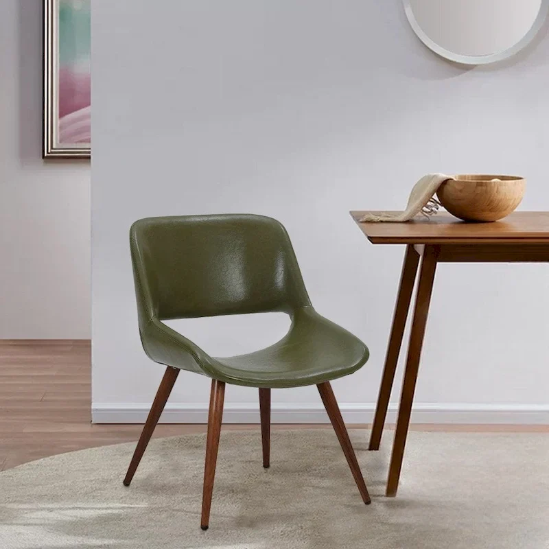 Langa Faux Leather Mid-Century Dining Chair with Metal Legs