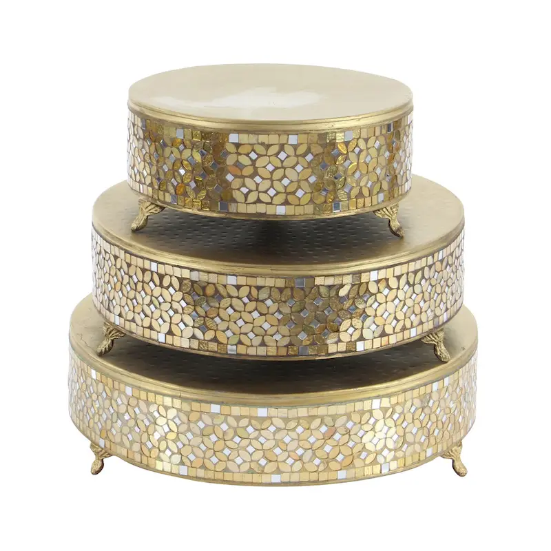 Amazing Set of Three Metal Mosaic Cake Stand
