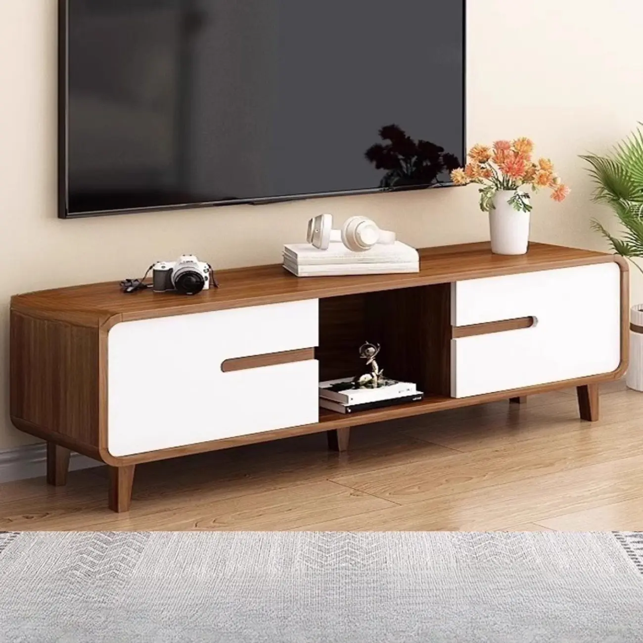 Modern wooden TV cabinet with storage