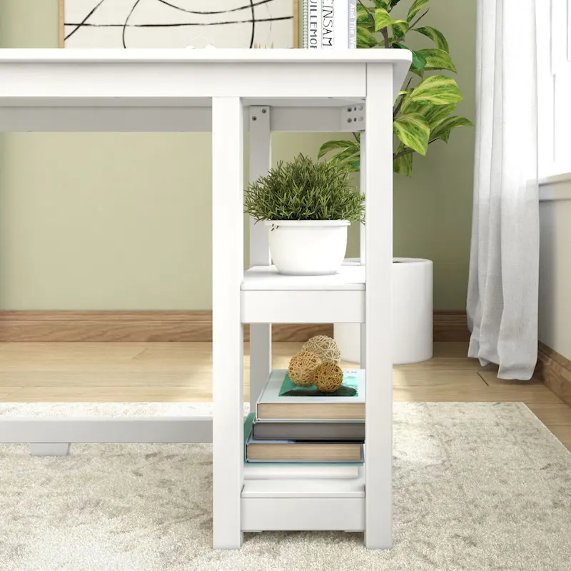 Plank and Beam Desk with Bookshelves