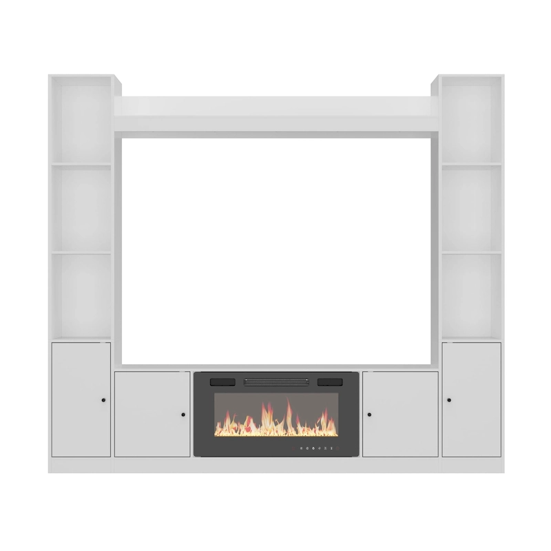 Entertainment Hub w/Fireplace Insert Compatibility Sleek Media Center