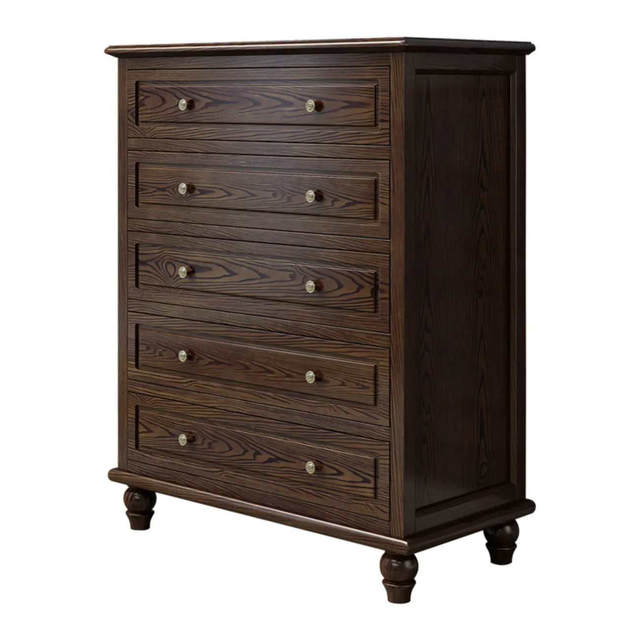 Elegant Ash Wood Freestanding Chest with 5-Drawers
