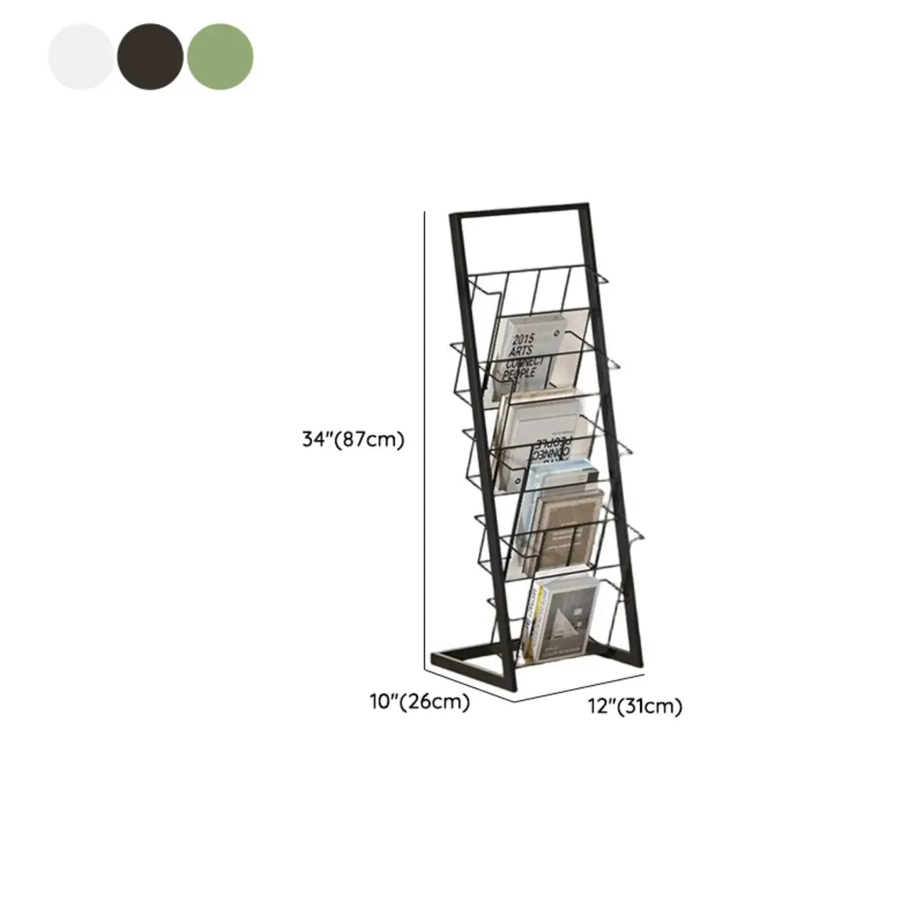 Vertical Black Metal 4-Shelf Open Back Display Bookcase