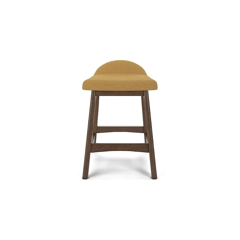 Counter Height Bar Stool, Set of 2, Mid-Century, Polyester, Foam Cushion, Hardwood Frame, Seats 2, Charcoal/Teal/Grey/Yellow