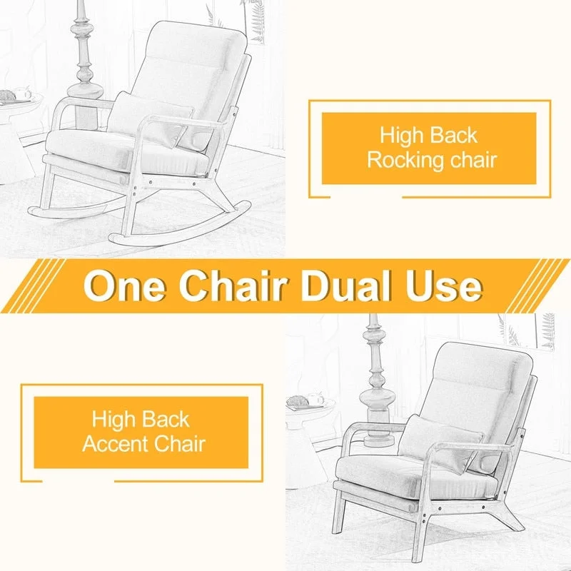 39.37 W High-Back Dual-Use Upholstered Rocking Chair/Accent Chair