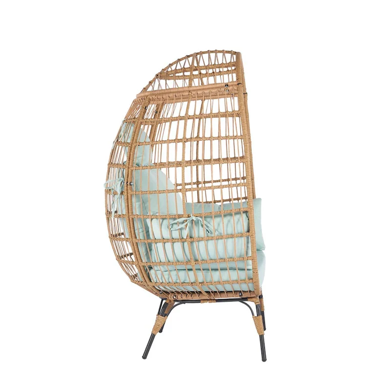 Steel Frame Wicker Egg Chair Max 440lb Capacity