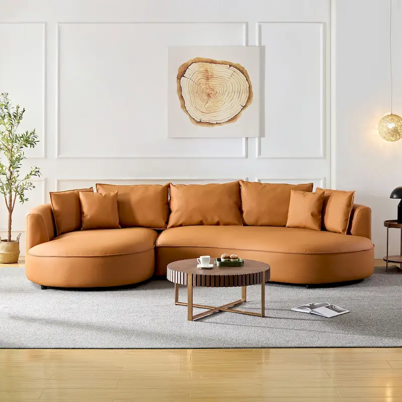 L-Shaped Leather Sectional Sofa with Chaise  Large Luxe Couch for Living Room