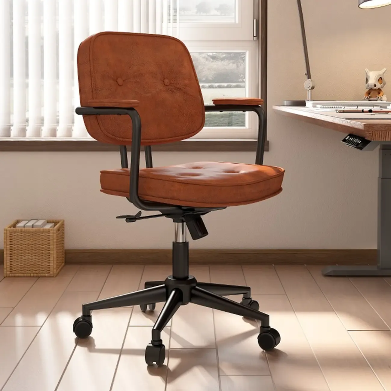 Adjustable Button-Tufted Upholstered Ergonomic Office Chair
