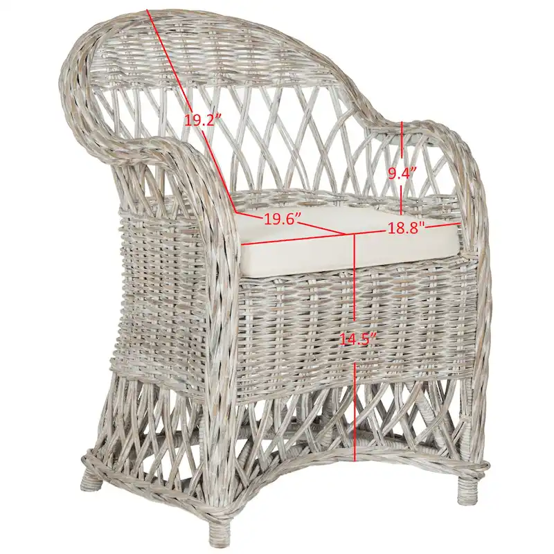 SAFAVIEH Spyrini Natural Rattan Club Chair - 25.5 x 26.5 x 35.5 - 26Wx27Dx36H