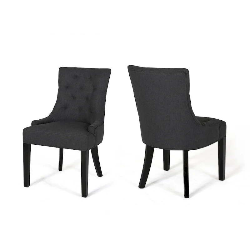 Set of 2 Fabric Upholstered Dining Chair with Tapered Legs