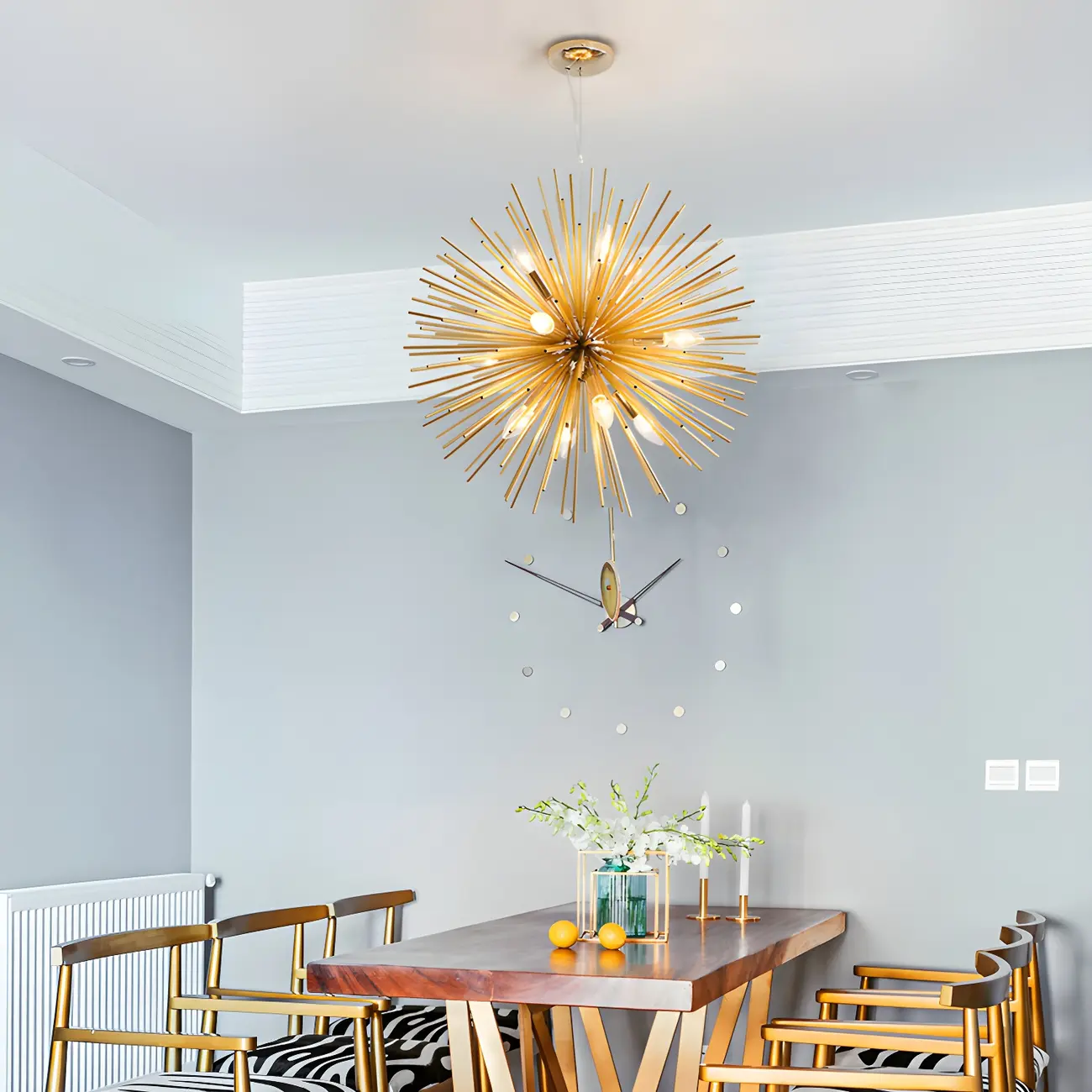Unique Gold Sputnik Starburst Chandelier Height Adjustable