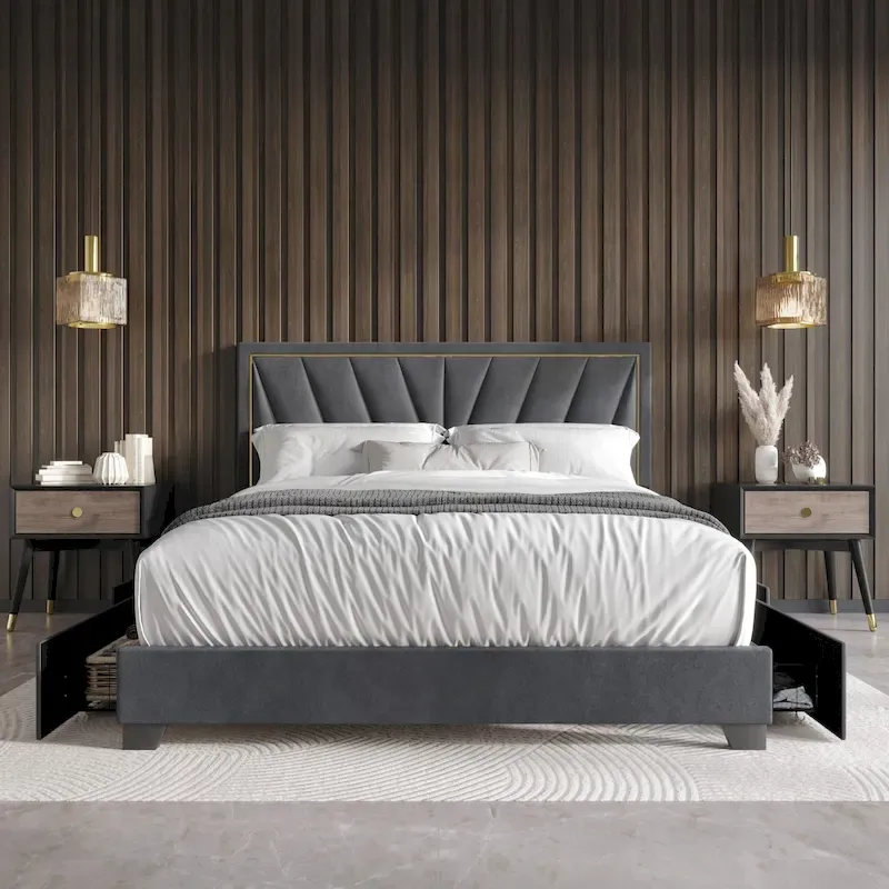 Valdez Full Upholstered Storage Platform Bed