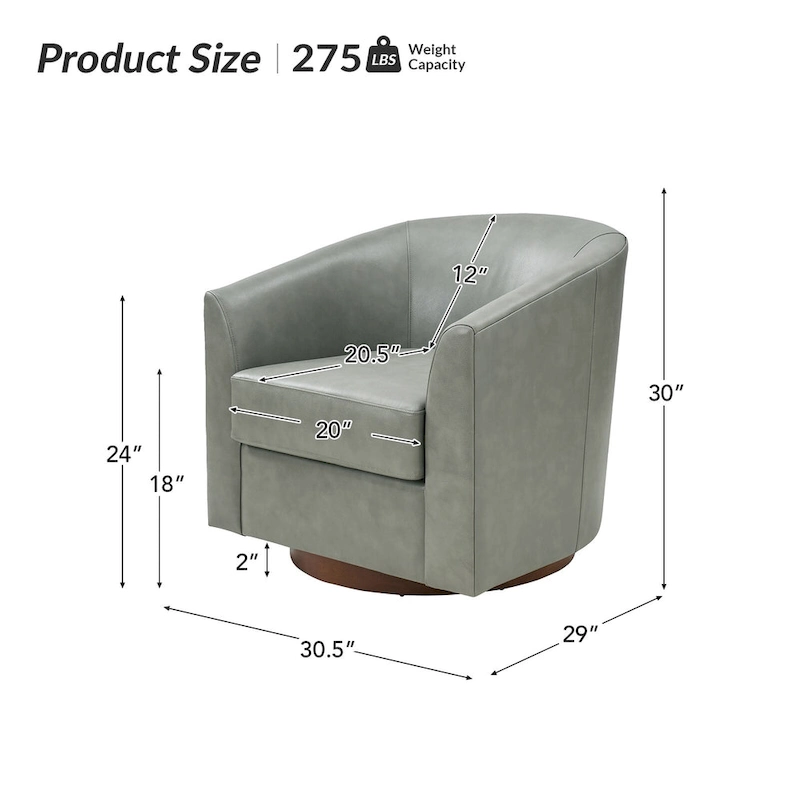 Althea Modern Genuine Leather Swivel Barrel Chair with Solid Wood Base Set of 2 By HULALA HOME