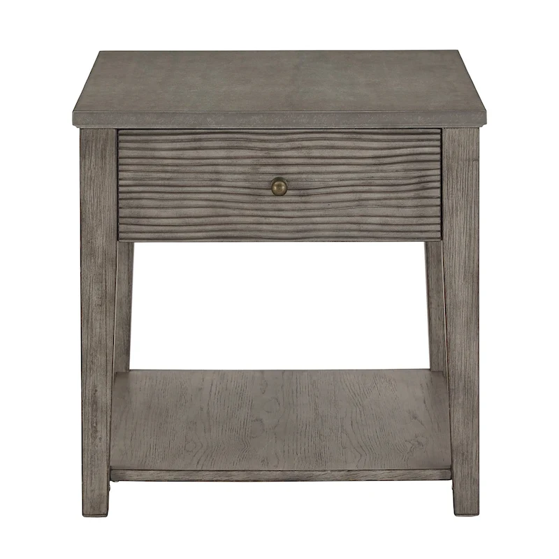 Coober Antique Grey Finish Grey Fiber Cement End Table with Shelf by iNSPIRE Q Modern