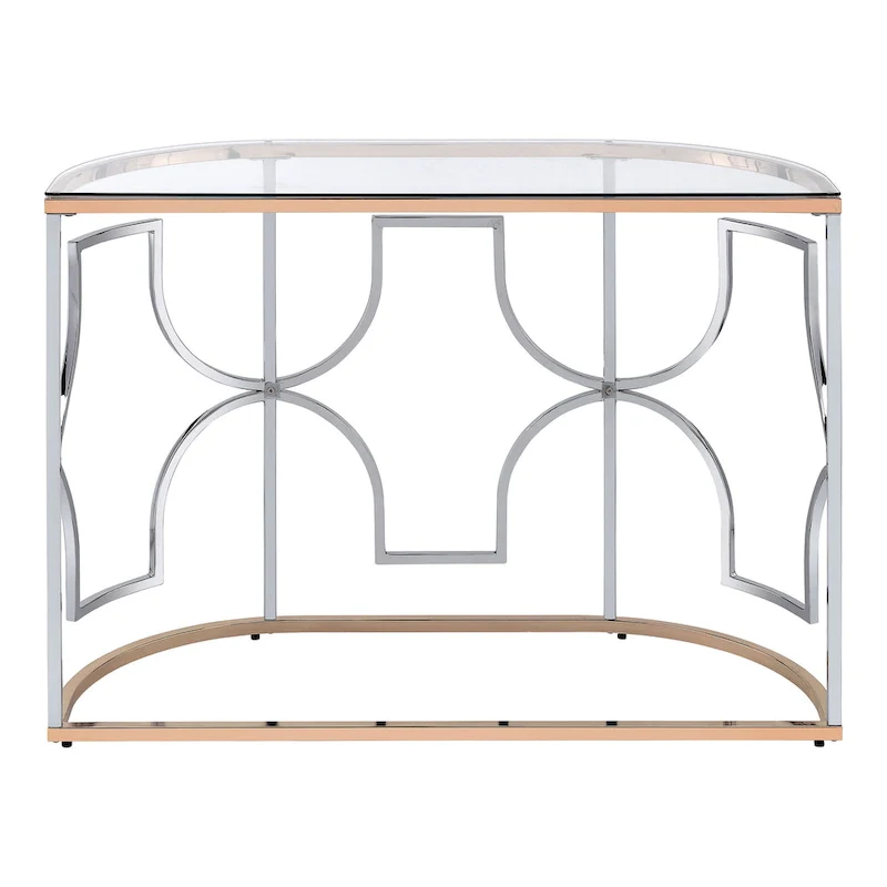 Ders Glam Chrome and Gold Plating Tempered Glass Top 3-Piece Coffee Table Set by Furniture of America