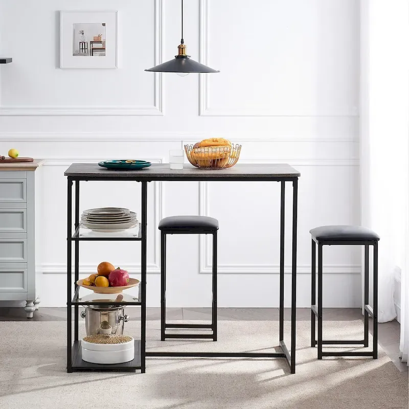 VECELO 3-Pieces Counter Dining Table Set