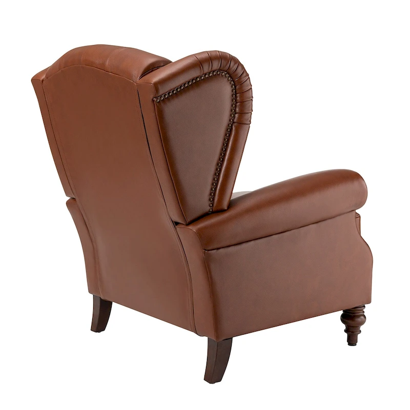 Alex Classic Wingback Leather Armchair with Nailhead Trim Set of 2 by HULALA HOME
