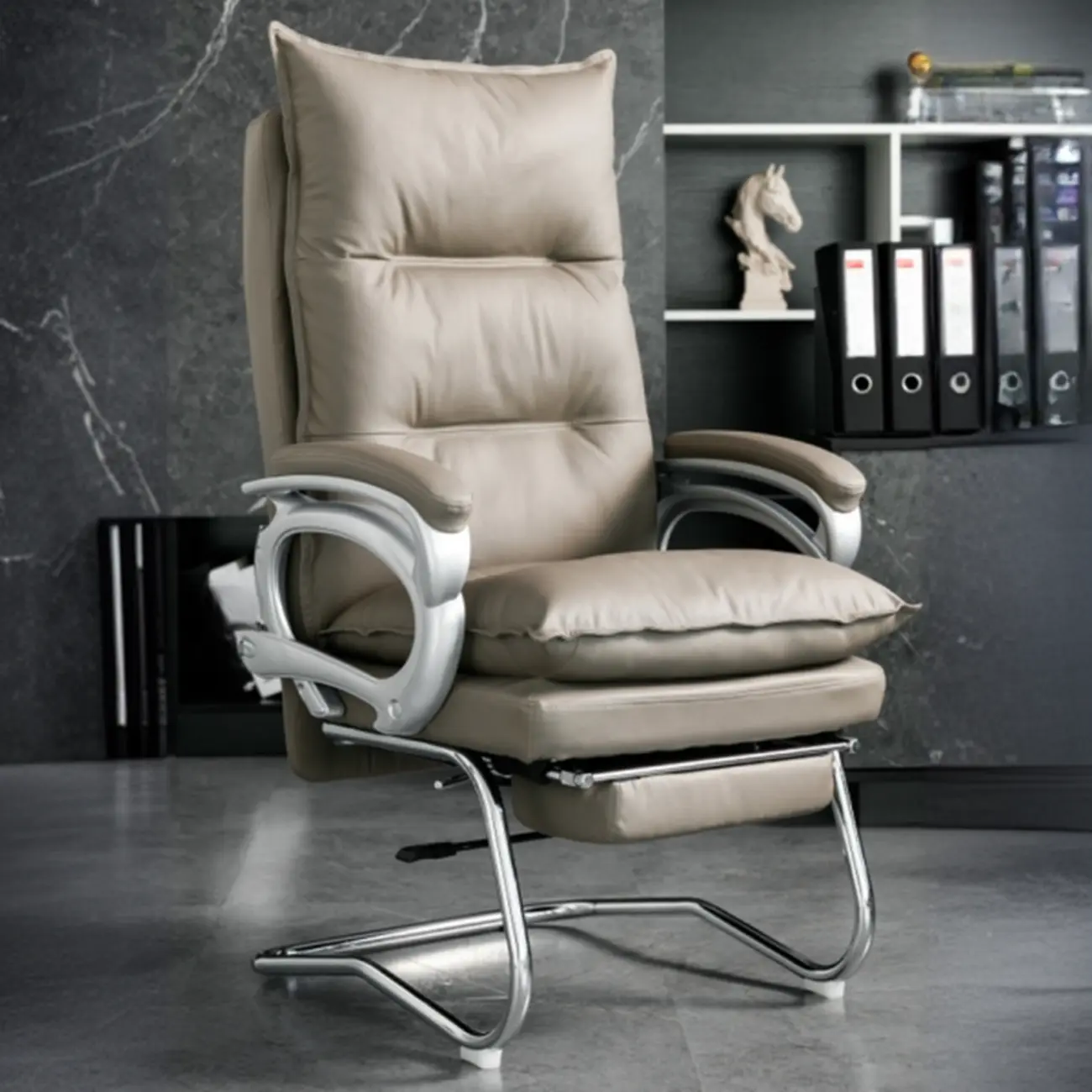 Elegant Brown Leather Reclining Executive Office Chair