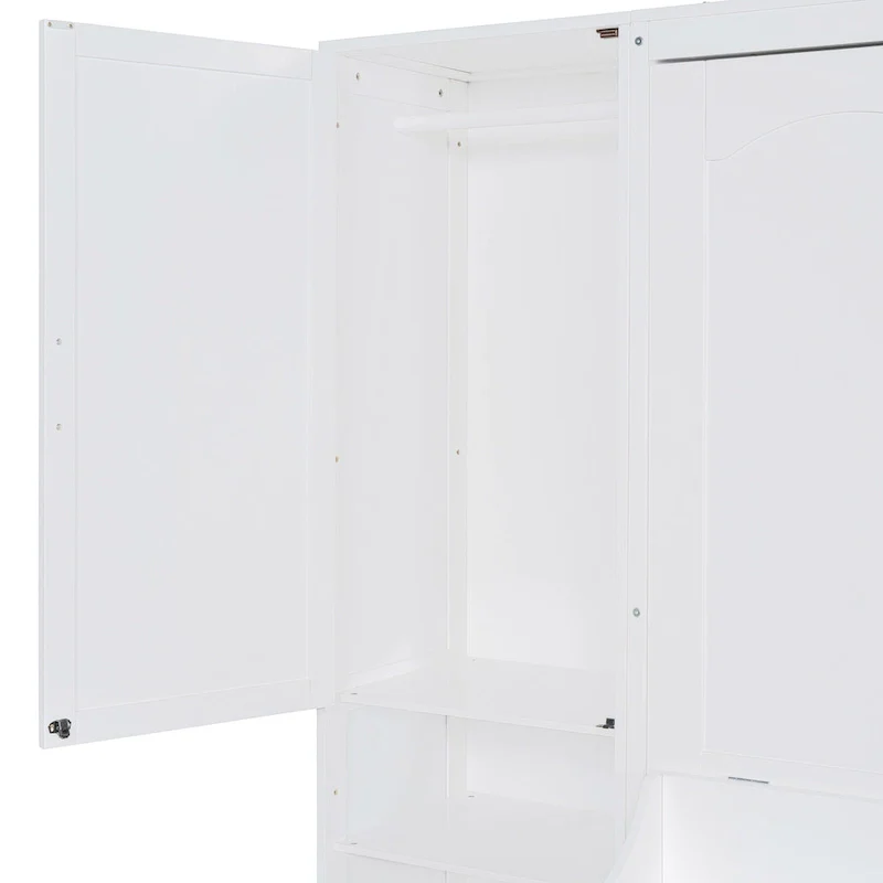 Murphy Bed (Wall Bed) — Featuring Wardrobe, Desk, Drawers, And Shelving