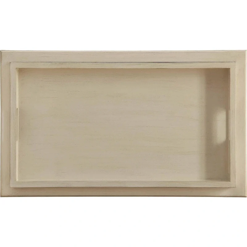 HomeRoots 30 Antiqued White Wood Rolling Bar Cart - 30 W x 18 D x 32 H