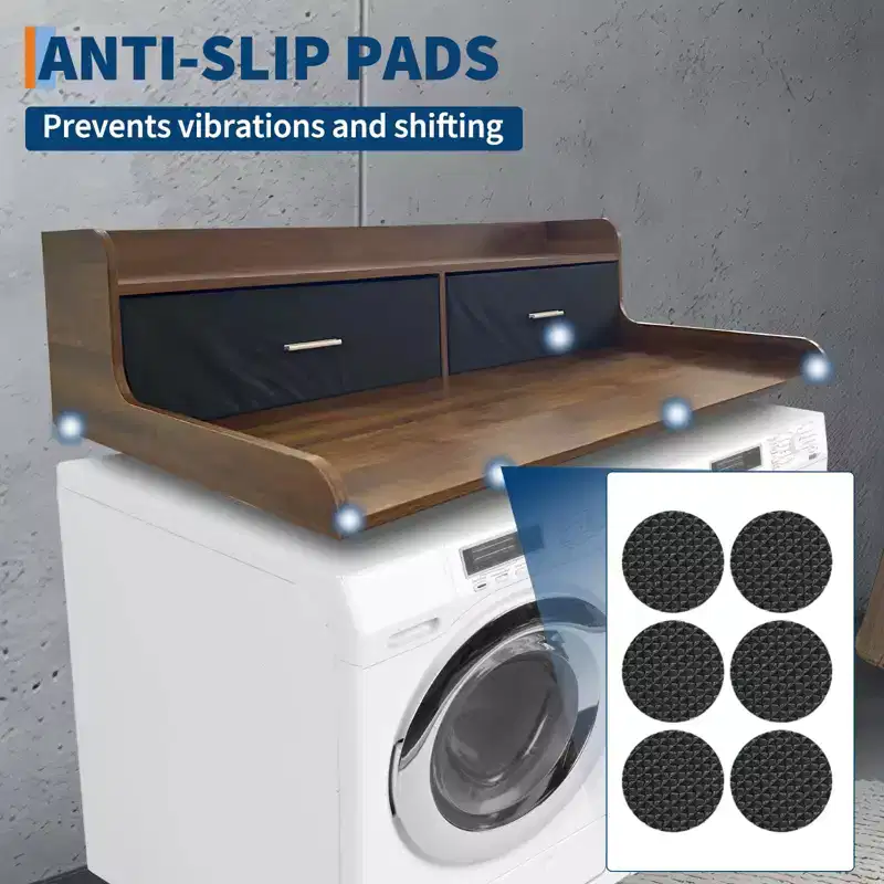 Laundry Countertop, 2-Tier Washer Dryer Countertop with 2 Drawers - 2.75'' Edge Rails, Waterproof Wood, Anti-Slip Pads (54''W27.55''D)