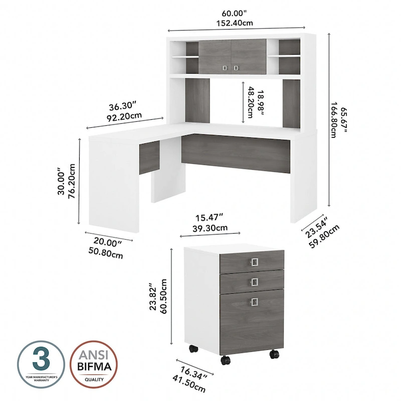 Echo L Shaped Desk with Hutch and Drawers by Bush Business Furniture