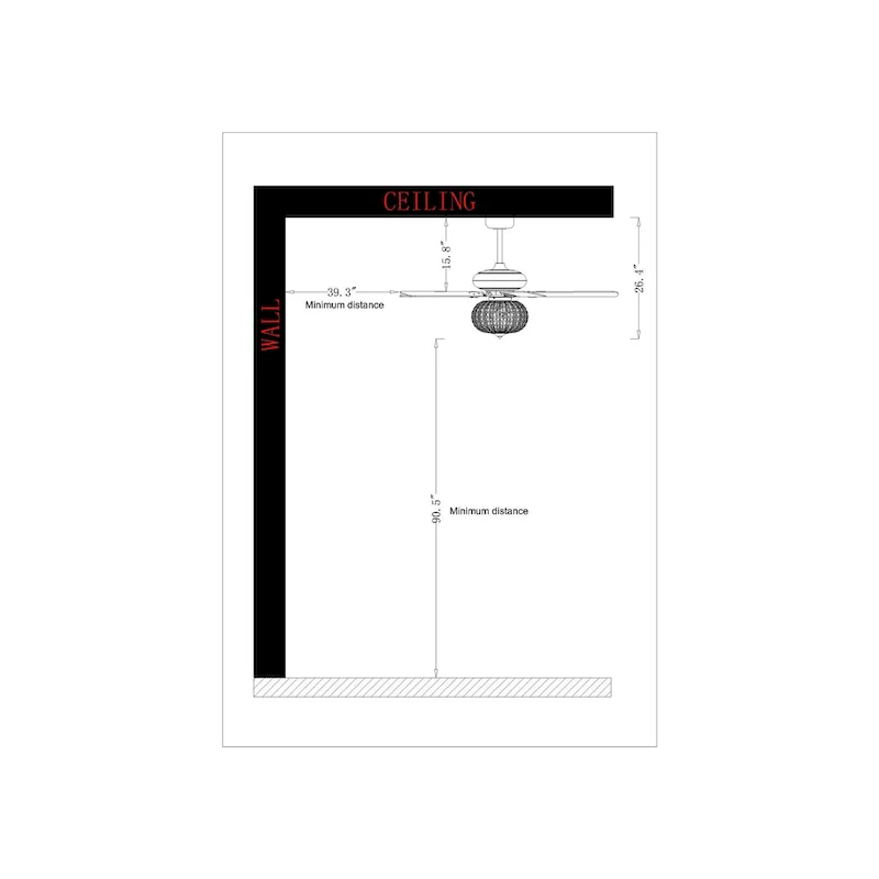 Gahila 52 Inch Chrome Finish Crystal Ceiling Fan with Remote - N/A