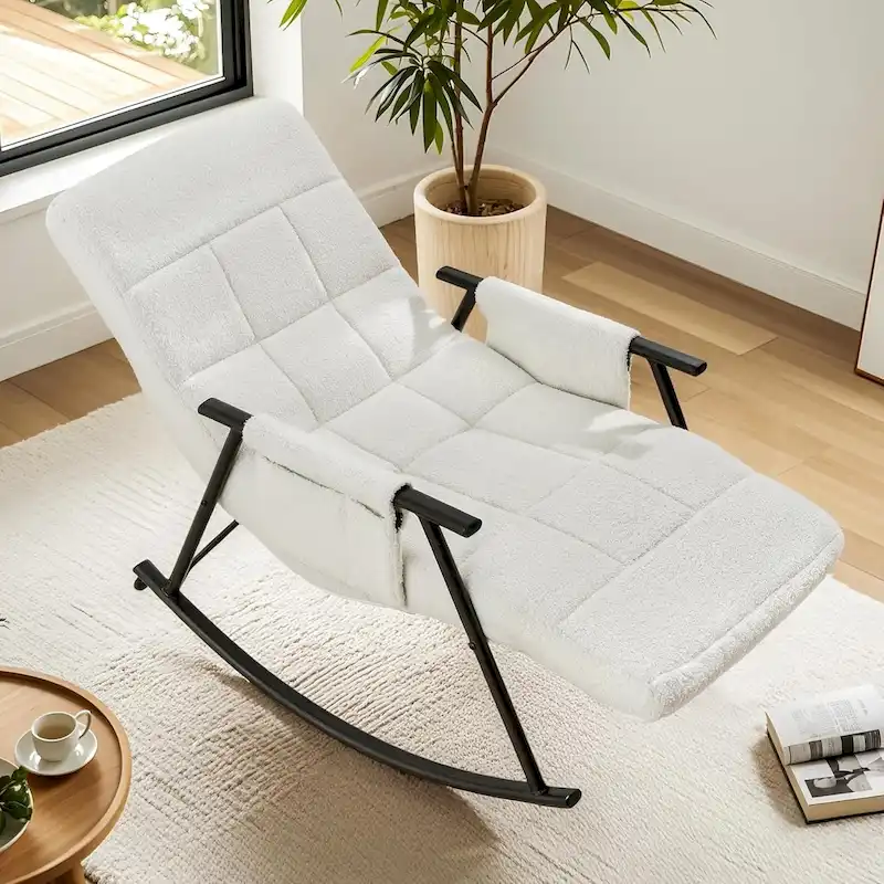 Adjustable Rocking Chair, Nursery Glider Chair with Adjustable High Back and Foot Rest