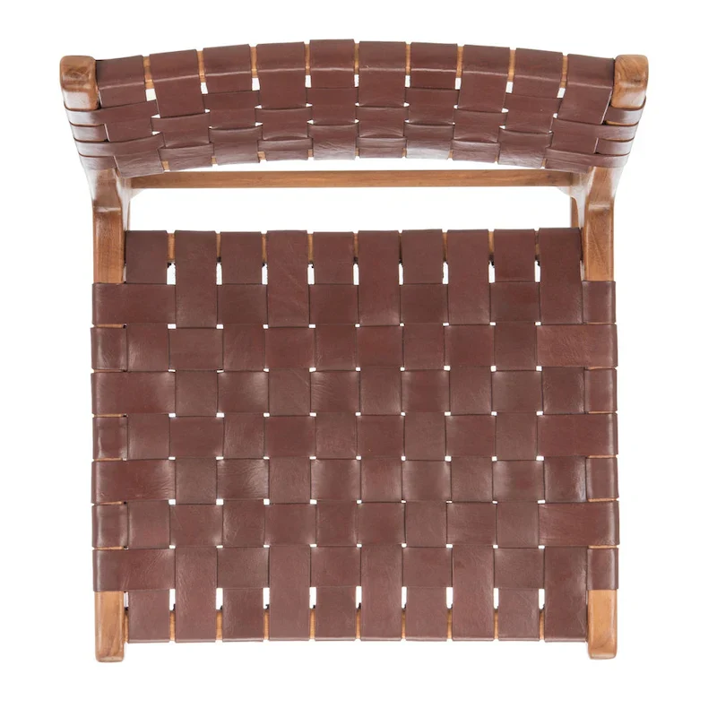 SAFAVIEH Hildred Woven Leather Dining Chair - Cognac / Natural - 20Wx22Dx33H