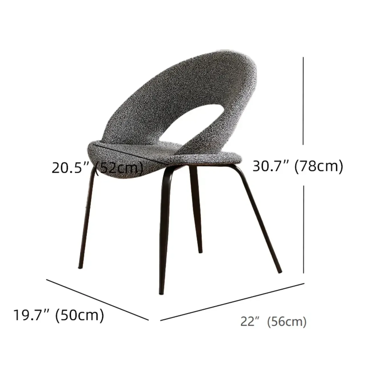 Mid Century Modern Linen Dining Chair with Steel Legs