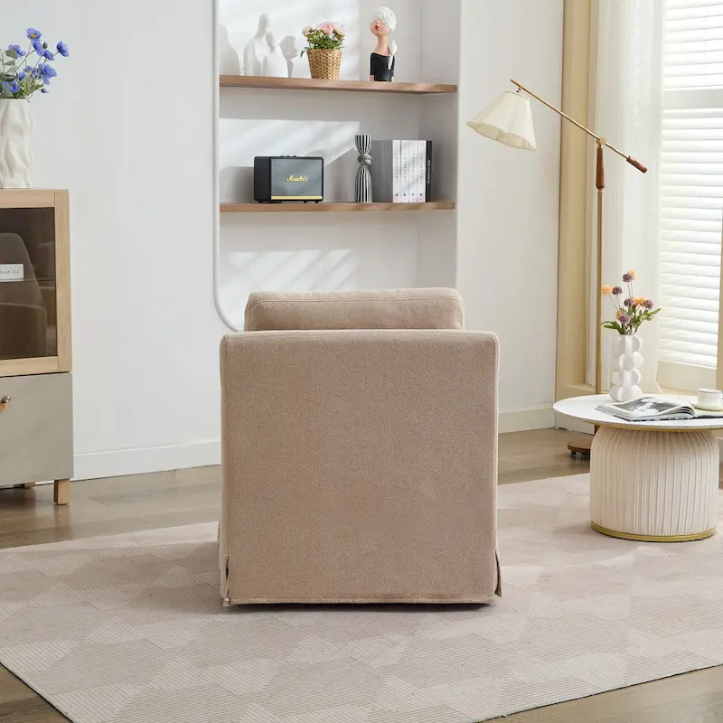 29.92 Chenille Swivel Accent Chair with Removable Cushion