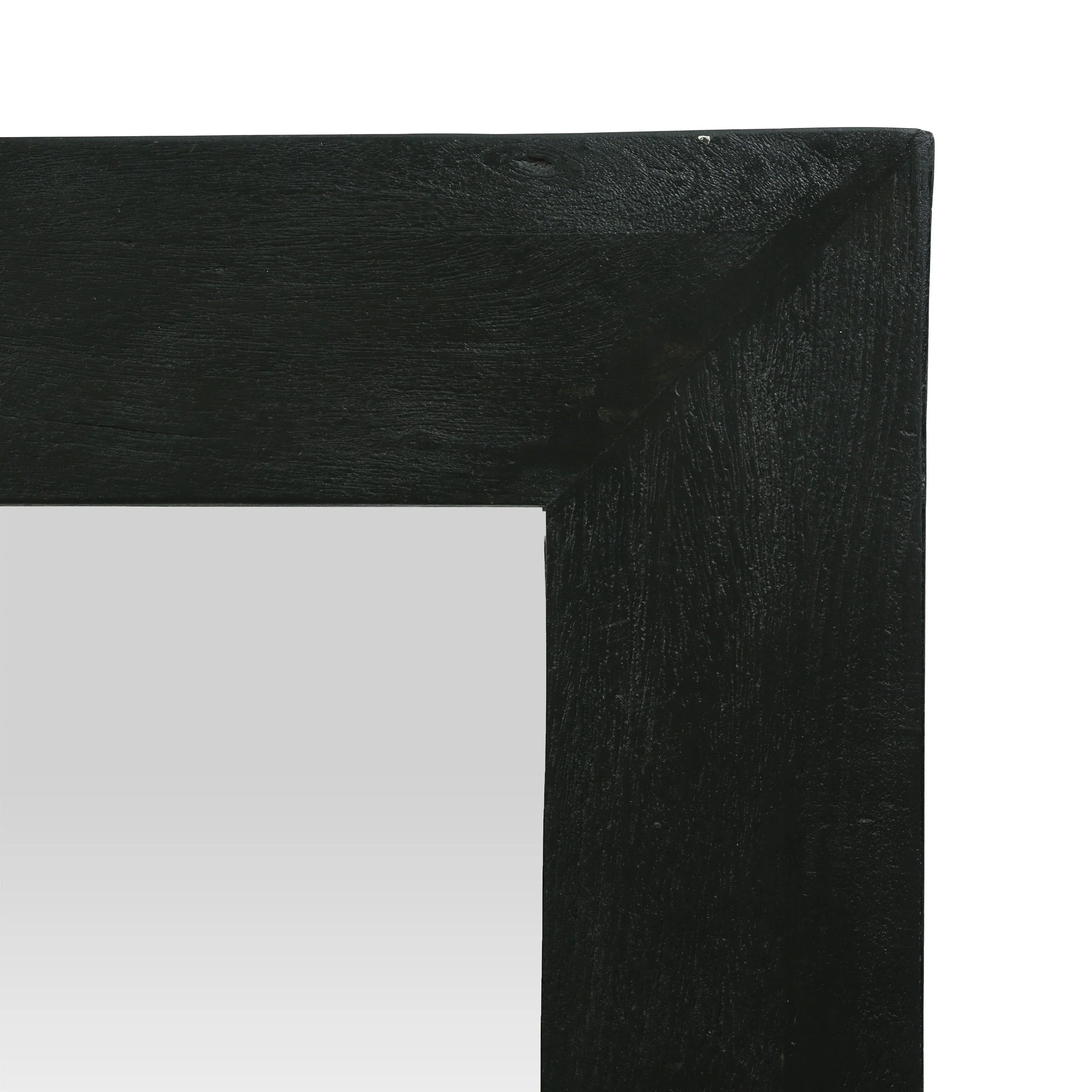 Rustic Handcrafted Mango Wood Full Length Standing Mirror, Black and Brown - NH439413