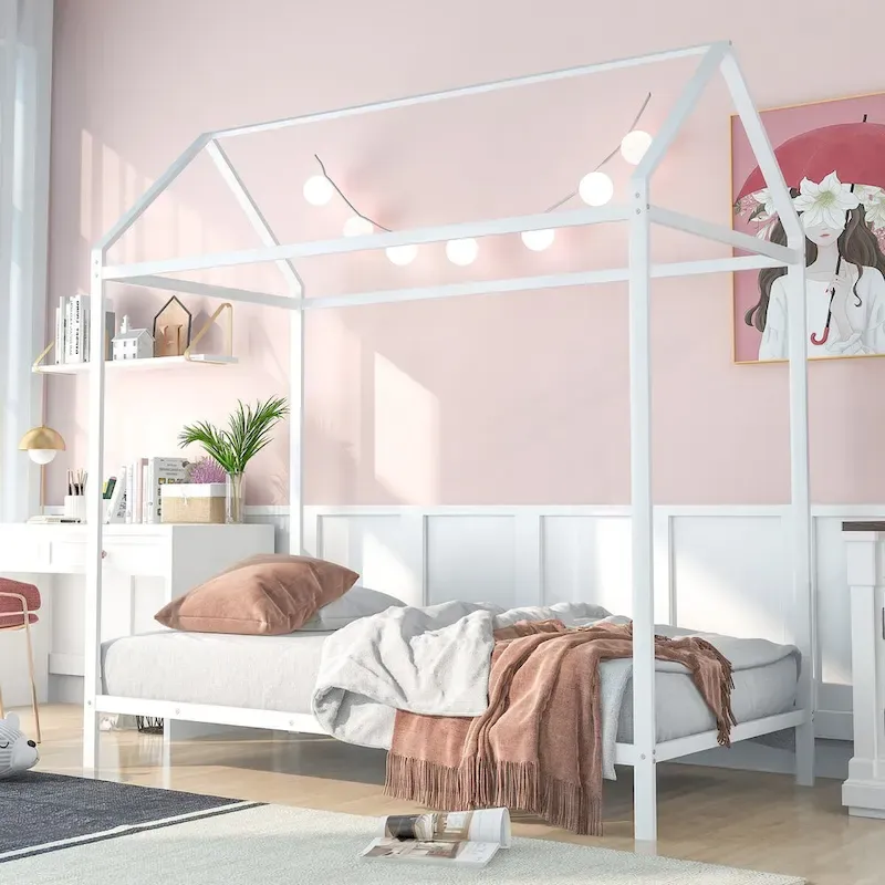 Kids Metal House Bed Frame Twin Size