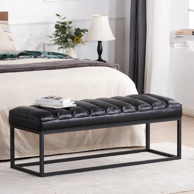 Modern Metal Base Upholstered Bench for Bedroom for Entryway