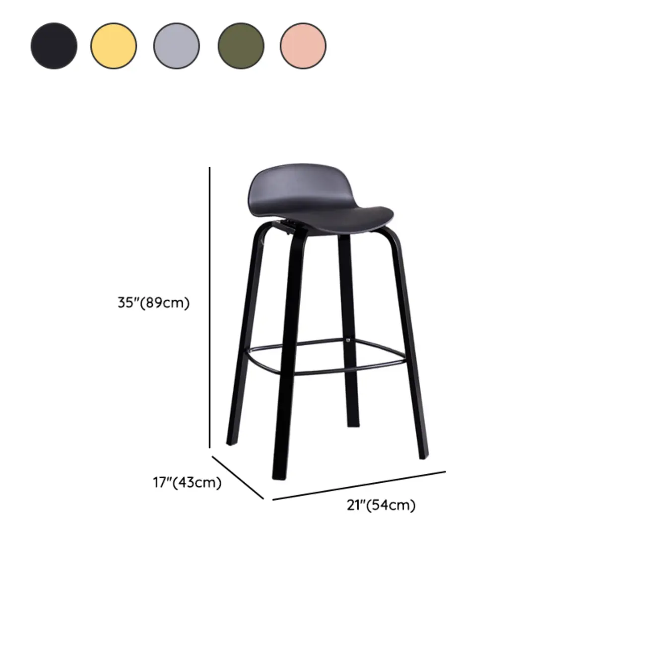 Bar Height Modern Plastic Armless Bar Stools