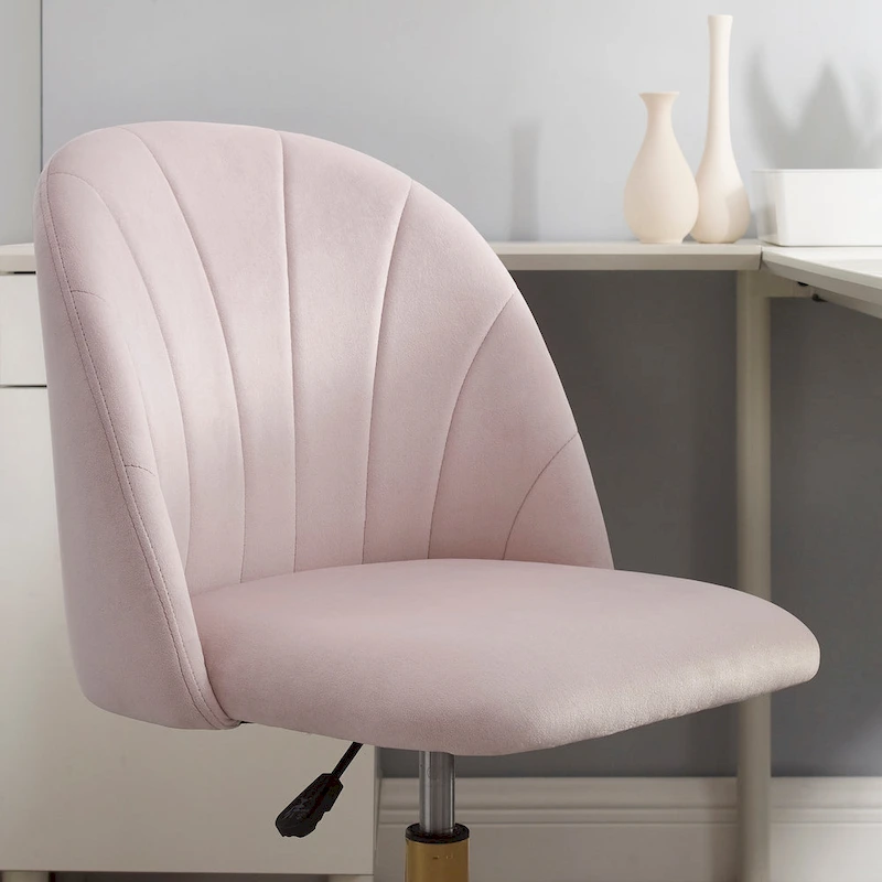 Aubrie Velvet Curved Swivel Desk Chair