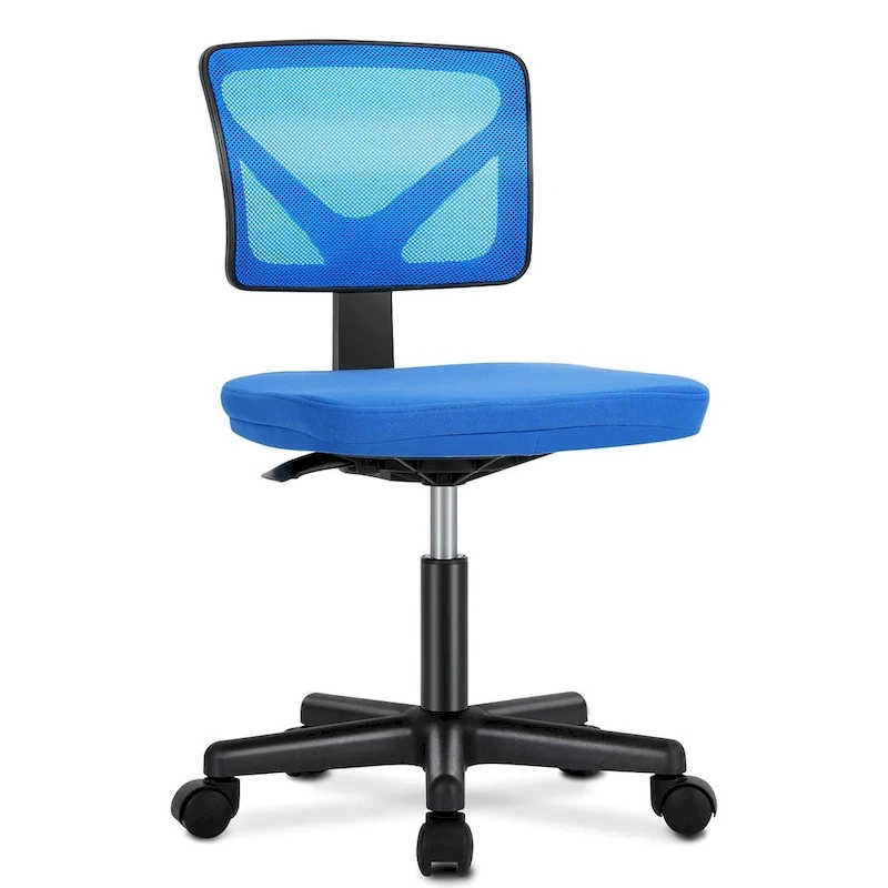 Armless Small Office Desk Chair with Back