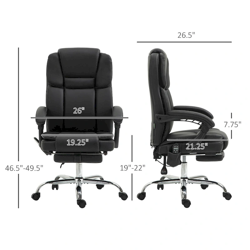 Massage Office Chair with 6 Vibration Points, Heated Reclining Computer Chair,Swivel Chair with Adjustable Height and Footrest