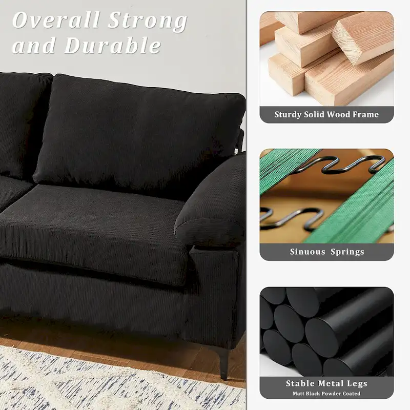 Reversible Chaise Sofa, Suede Fabric, Metal Legs, Spring Coils, Light Brown/Brown/Grey/Blue/Beige