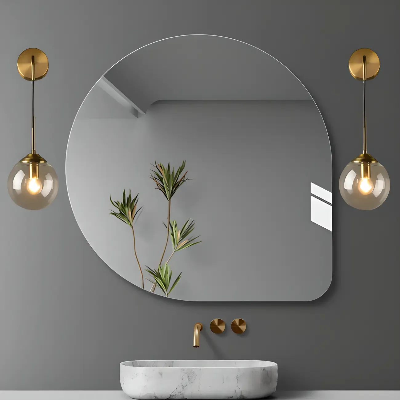 Modern Gold Globe Glass Wall Vanity Light for Bathroom