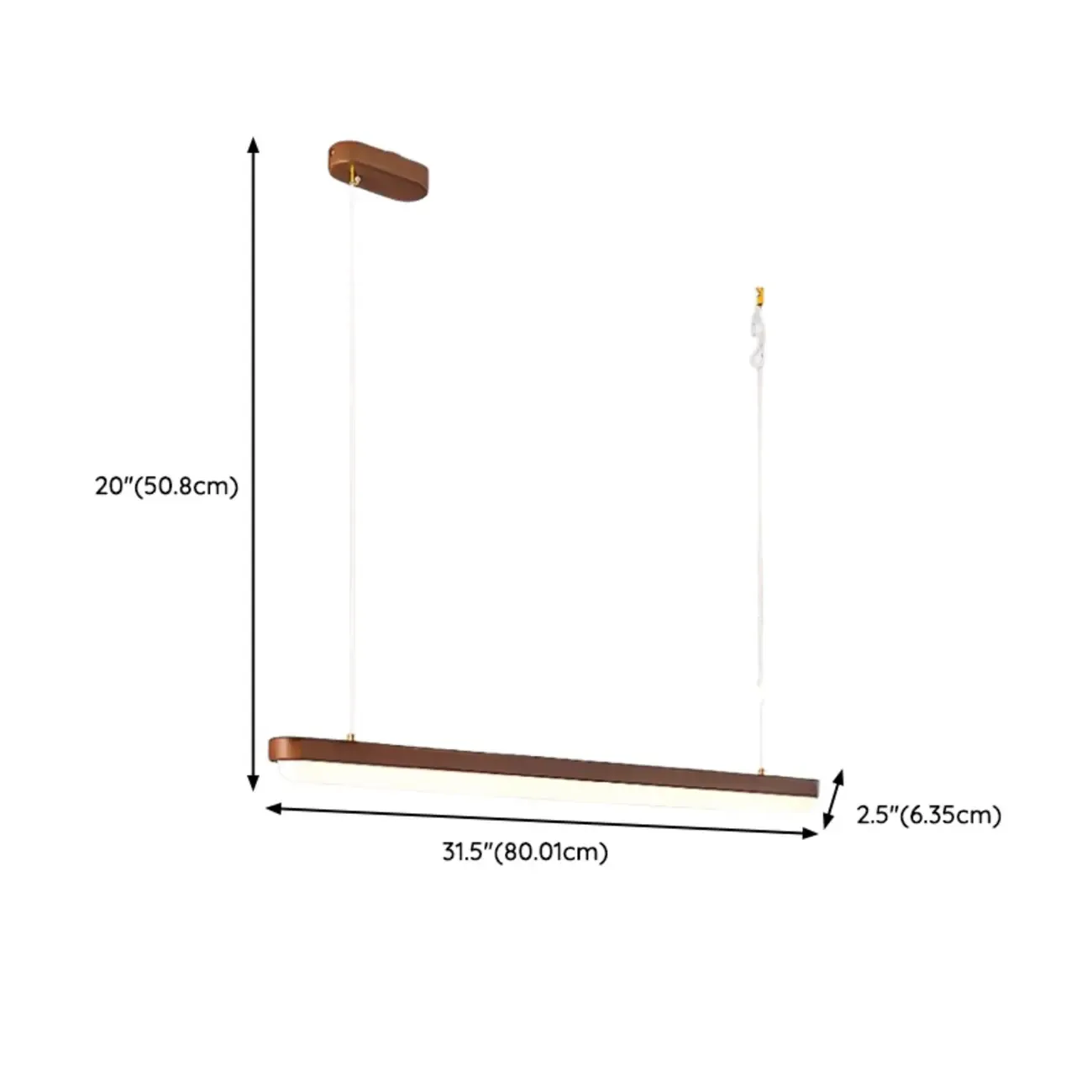 Modern Brown Linear Island Pendant Light with Thread Mount
