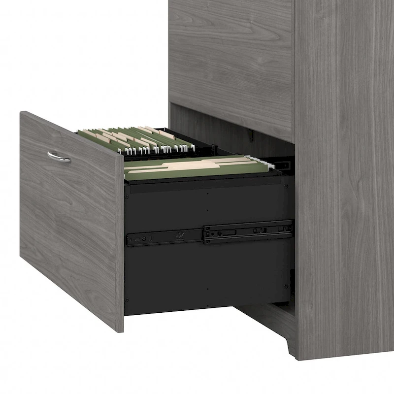 Cabot 60W L-Desk with Hutch, Cabinet and Bookcase by Bush Furniture