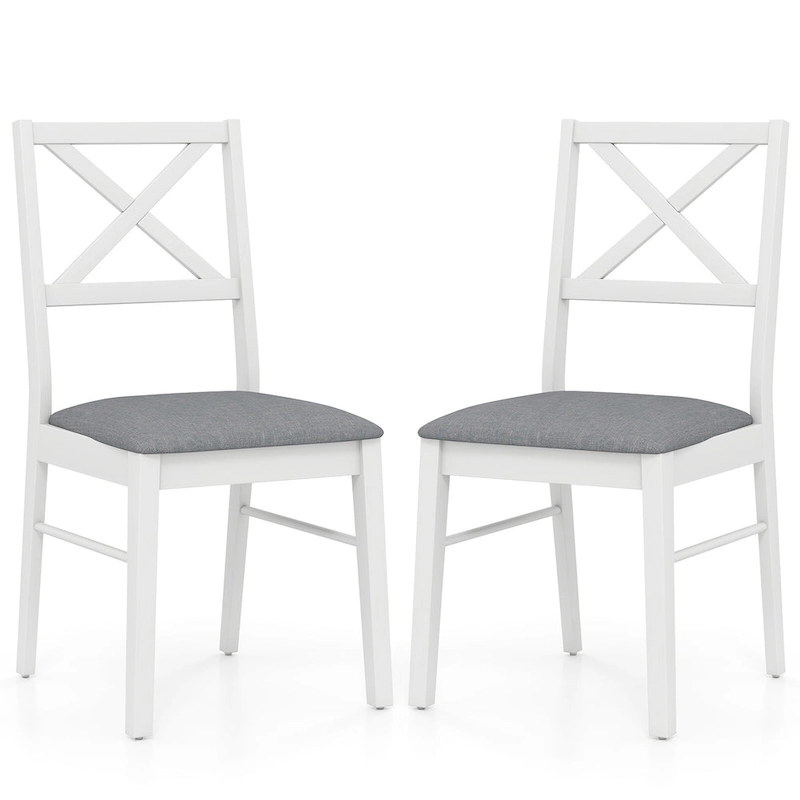 Gymax Dining Chairs Set of 4 Upholstered Kitchen Side Chairs w/ Rubber