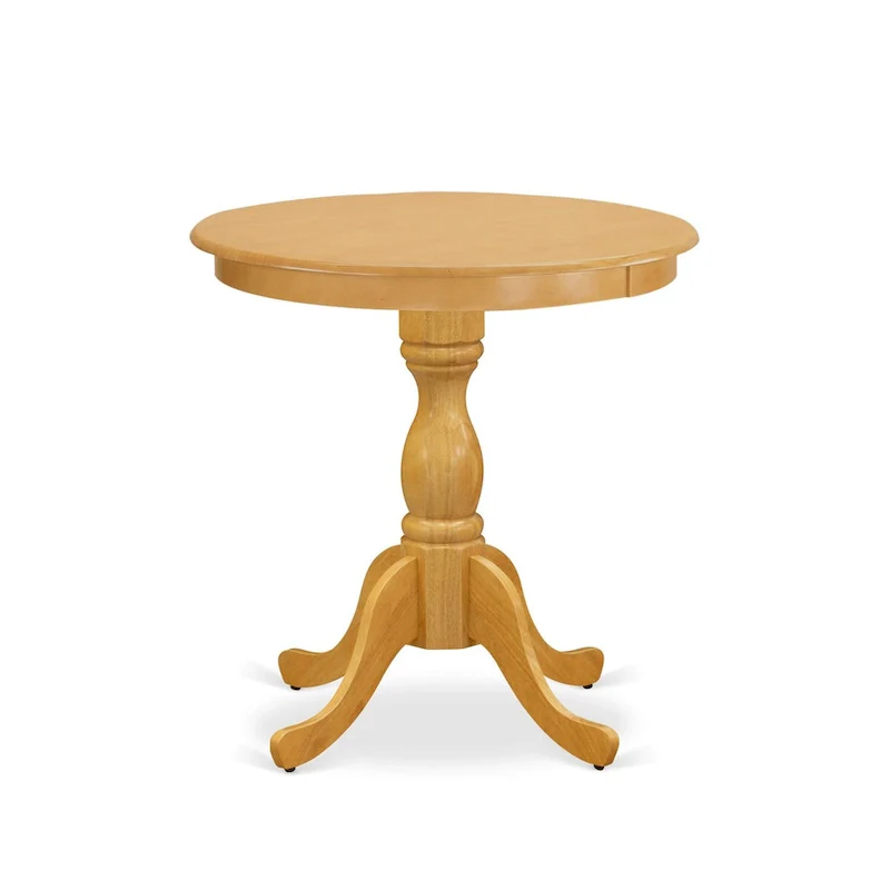 East West Furniture 3 Piece Dining Table Set Contains a Round Dining Room Table and 2 Kitchen Chairs, Oak (Seat Options)