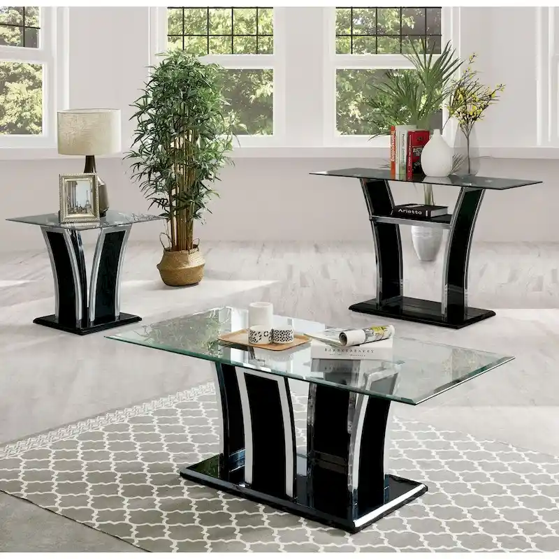del Rio Modern Glass Top 2-Piece Accent Table Set by Furniture of America