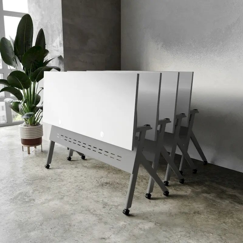 Commercial Nesting Flip Training Table with Steel Frame and Y-Legs - 23.5W x 60D x 30H